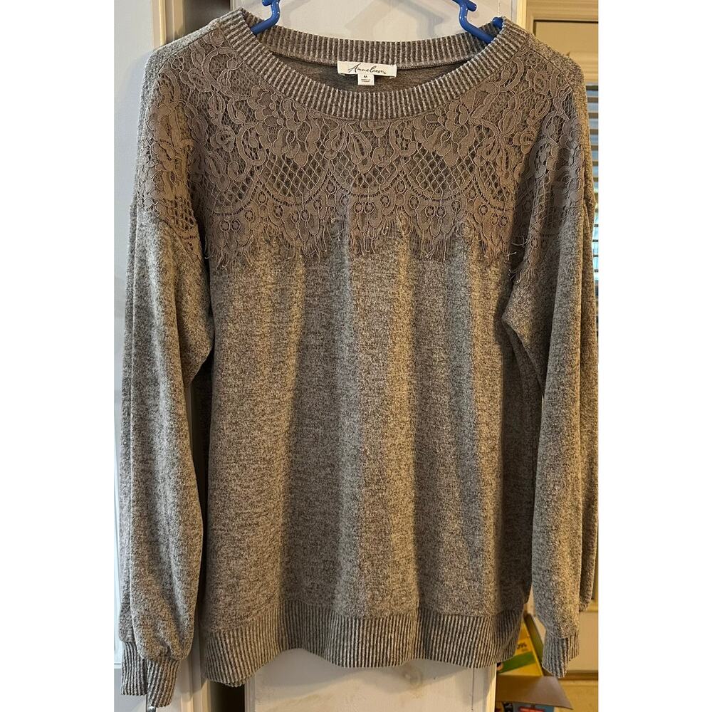 Anneliesa Women's Lace Detailed‎ Sweater Shirt Soft Fabric Size Medium